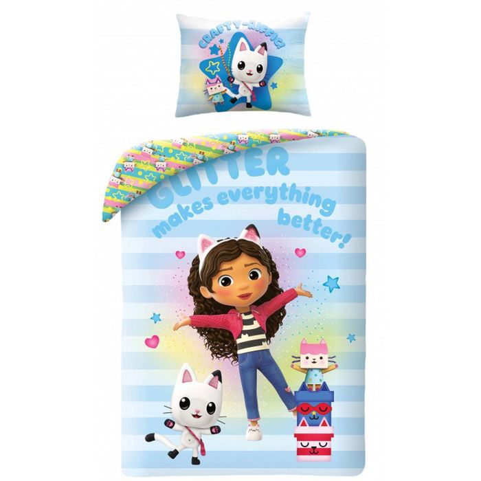 Gabby's Dollhouse Glitter Cotton Quilt Cover Set - Single Bed Size