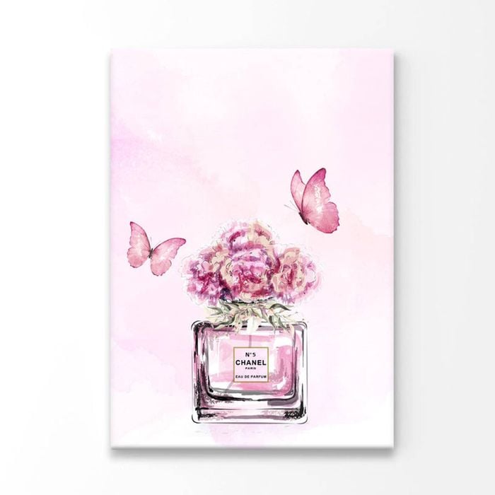Pink Floral Perfume Butterflies  Print 100% Australian Made 60 x 90cm  (Stretched)