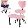 Advwin Ergonomic Cross Legged Office Chair 360° Swivel Meditation Chair With Height Adjustable Seat & Lumbar Support Pink