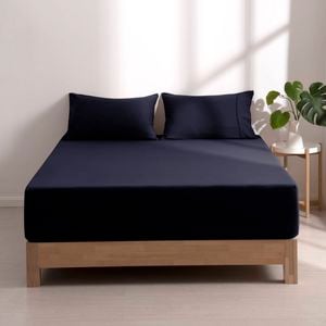 Dreamaker Superfine Washed Microfibre Combo Fitted Sheet Set Navy Double Bed