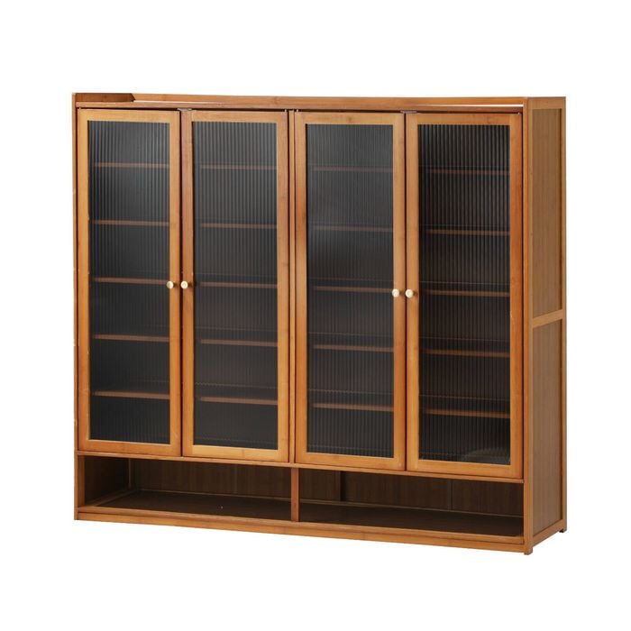 Oikiture Shoe Cabinet 4 Doors Shelf Shoes Storage Rack Organiser Brown