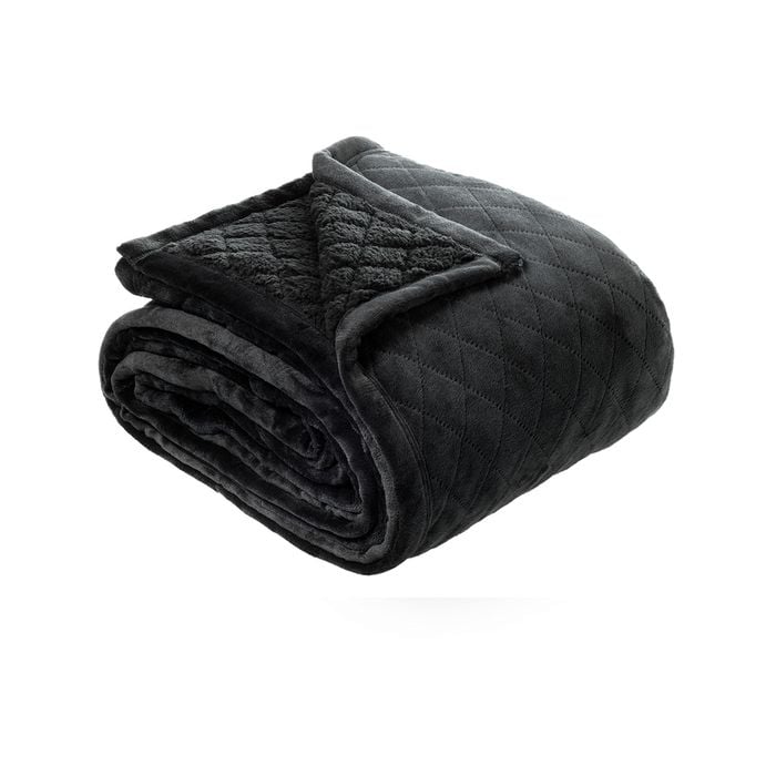 Mansfield 480gsm Sherpa Blanket Charcoal - Single/Double Bed
