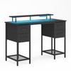 Ufurniture Gaming Desk with RGB LED Lights & Power Outlets 120cm Black