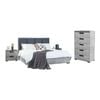 King 4 Pcs Bedroom Suite with Tallboy Fabric Combination of Black & Cement Colour