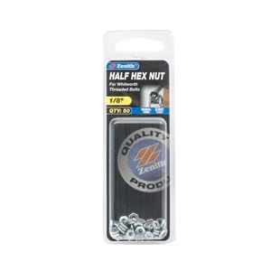 Zenith 1/8" Zinc Plated Half Hex Nut - 50 Pack