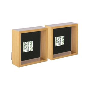 Nicola Spring 3D Deep Box Photo Frames - 6 x 6" with 2 x 2" Mount - Light Wood - Pack of 5