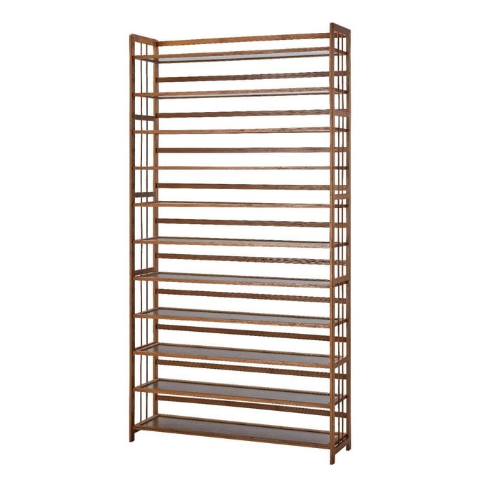 Oikiture Bamboo Shoe Storage Rack 11 Shelves Brown