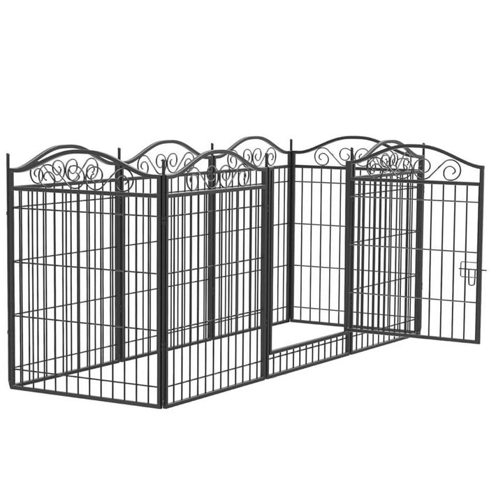 P&P Black XXL Outdoor Dog Playpen Fence with Door