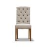 Melody Dining Chair Button Design Upholstered Linen Fabric Wood Wooden Frame - Beige
