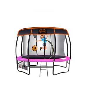 Kahuna Trampoline 10 Ft With Basket Ball Set And Roof Cover - Pink