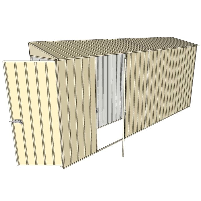 Build-a-Shed 0.8 x 4.5 x 2m Skillion Single Hinged Door Shed with Single Hinged Side Door - Cream
