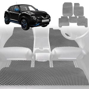 6D Diamond Car Floor Mats for Nissan JUKE 2013-2019-Full Set-Grey-Outback GT