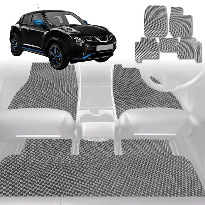 6D Diamond Car Floor Mats for Nissan JUKE 2013-2019-Full Set-Grey-Outback GT