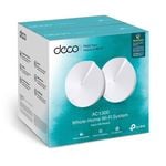 TP-Link Deco M5 (2-Pack) Whole Home Mesh Wi-Fi 1300Mbps System, Built-In Antivirus, Quality of Service, Covers 350sqm 2xGbit Por