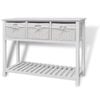 vidaXL Wooden Storage Sideboard Console Table 3 Baskets Shelf Hallway White