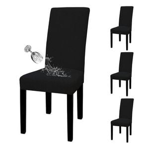 Catzon 4 Pcs Dining Chair Covers Waterproof Stretch-Black