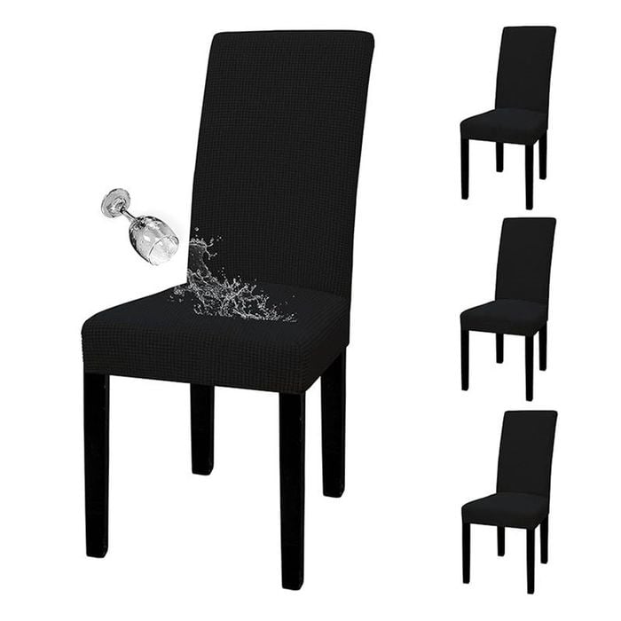 Catzon 4 Pcs Dining Chair Covers Waterproof Stretch-Black