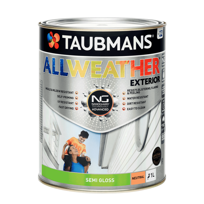 Taubmans 1L Neutral Semi Gloss All Weather Exterior Paint