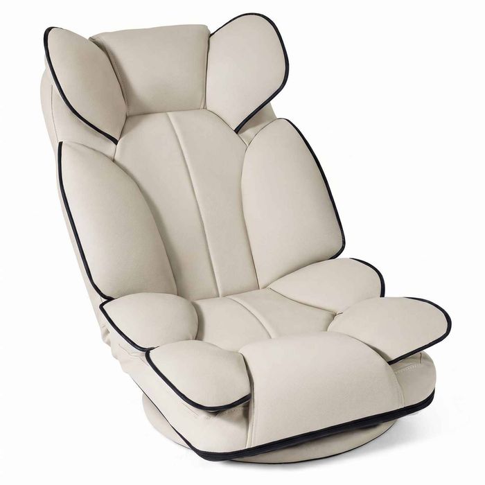 Costway Swivel Floor Gaming Chair Folding Lounge Sofa Adjustable Beige