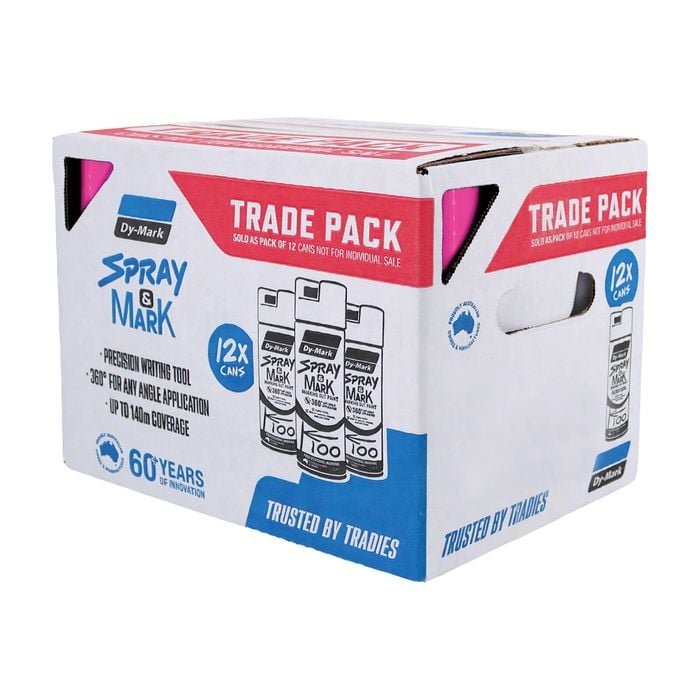 Dy-Mark 350g Fluoro Pink Spray & Mark Paint Trade Pack - 12 Pack