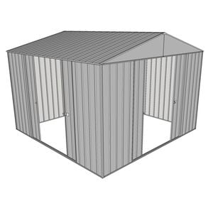 Build-a-Shed 3.0 x 3.0 x 2.3m Dual Double Sliding Door Shed - Zinc