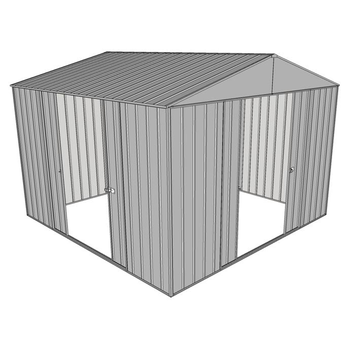 Build-a-Shed 3.0 x 3.0 x 2.3m Dual Double Sliding Door Shed - Zinc