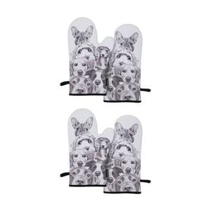 2x 2pc Ashdene Peeking Pups Oven Mitt Set Dog Breeds Cookware Animal Art