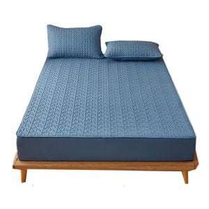 Anycozy Mattress Cover Blue 180x220cm Pure Cotton Soft Quilted Bed Sheet Anti-bacterial Protector Cover