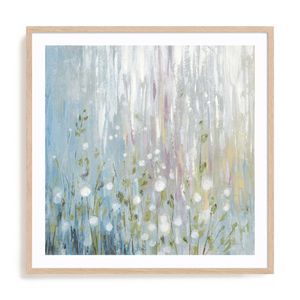 Artey | January Branches Blue Green - Framed Print - Natural Frame - 70 x 70cm