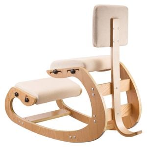 Vevor Ergonomic Kneeling Chair Brown With Adjustable Thick Foam Cushions Backrest And Wood Frame