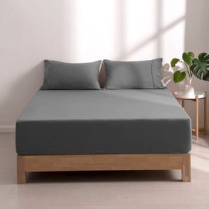 Dreamaker Superfine Washed Microfibre Combo Fitted Sheet Set Charcoal Queen Bed