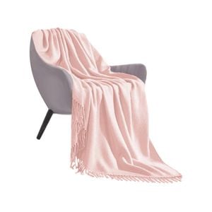 SOGA Pink Acrylic Knitted Throw Blanket
