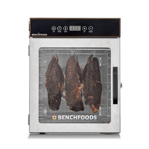 Benchfoods Food Dehydrator 10 Tray Biltong Bundle - Cube | 0-199 hrs | Food-Grade Stainless Steel, Tempered Glass