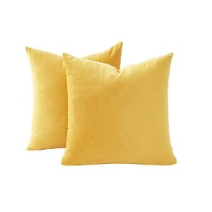 Gioia Casa Twin-Pack Velvet Cushion Covers – Soft Microfibre Cushion Covers with Hidden Zipper (Yellow, 45cm*45cm)
