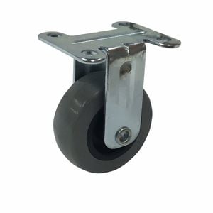 Easyroll 50mm 40kg Load Grey Rubber Fixed Plate Castor - 50mm