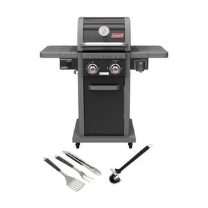 Coleman Revolution 2 Burner Bbq W/folding Shelves Black Gloss (value Bundle)
