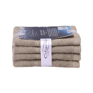 4PK Ultimate Alanya Face Washer/Towel 550Gsm Almond