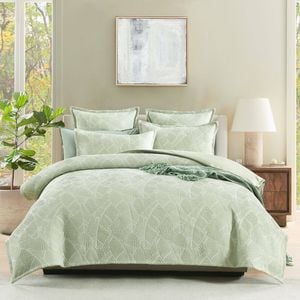 Renee Taylor Woods Jacquard Quilt Cover Set Super King Sage