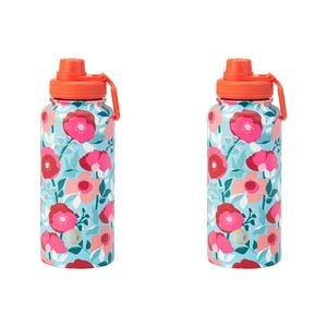 2PK Annabel Trends Watermate 950ml Stainless Steel Bottle Sherbet Poppies