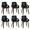 Oikiture 6x Dining Chairs Pu Leather Kitchen Chairs Bentwood Armchair Black