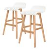 2X 65cm Wood Bar Stool Leather SOPHIA - WHITE - SOPHIA | White | Bar Stool