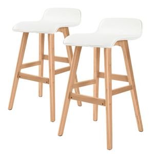 2X 65cm Wood Bar Stool Leather SOPHIA - WHITE - SOPHIA | White | Bar Stool