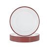 Argon Tableware 20cm Enamel Side Plates - Red Rim - Set Of 6 - 8inch Small Dish Plates Metal Enamel Tableware Dinner Set