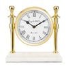 SS Collective Round Faced Column Desk/Table Clock W/ White Marble Base Gold