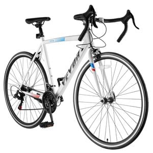 VEVOR 700C Wheels Racing Bike White 21 Speeds with Carbon Steel Frame Drop Bar
