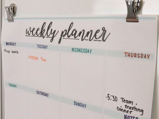 planner on a wall