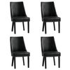 Oikiture 4PCs PU Leather Dining Chair Kitchen Padded Seat Winglet Design Black