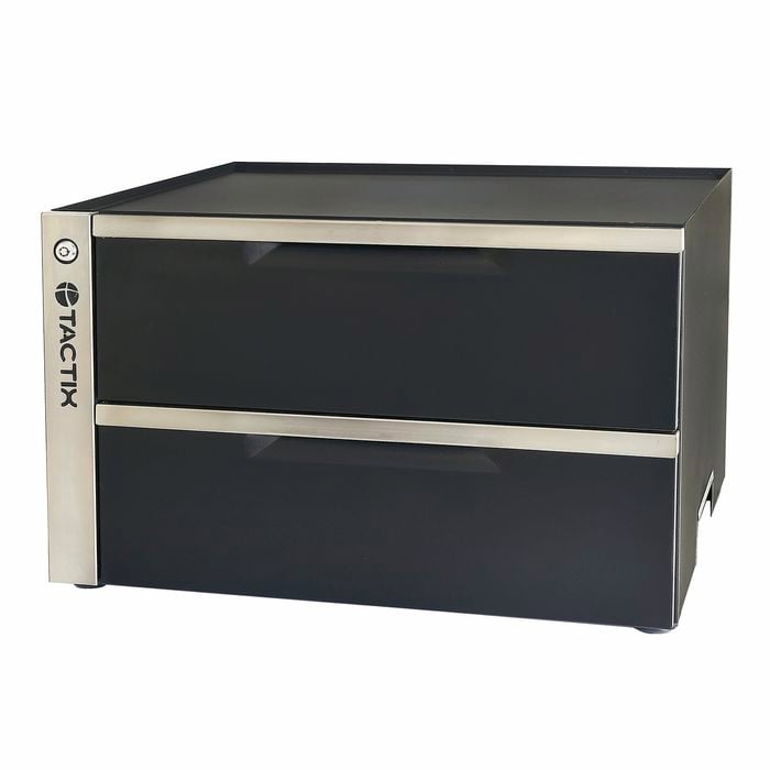Tactix 60cm Black Double Drawer Cabinet