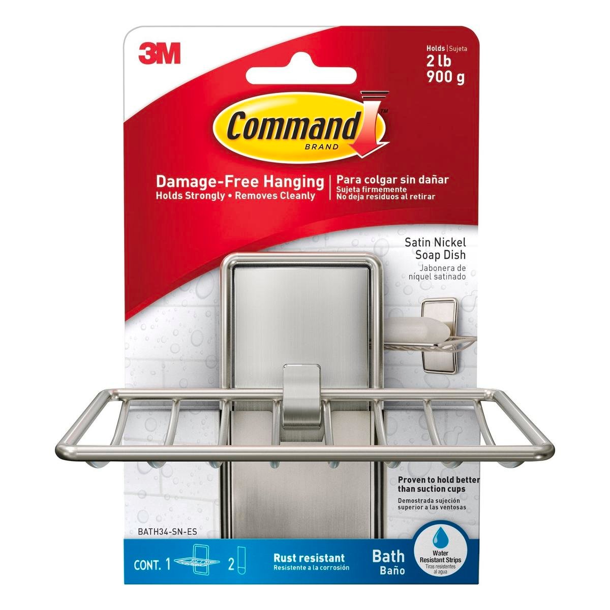 Command Satin Nickel Bath Soap Dish - 1 Pack - Bunnings Australia