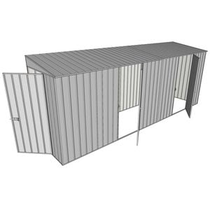 Build-A-Shed 1.2 x 5.2 x 2.0m Skillion Dual Single Hinged Side Doors Shed - Zinc